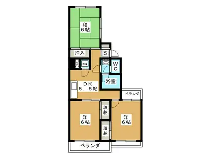 新町ベルメゾン(3DK/1階)の間取り写真