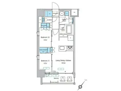 プレディアコート大森山王(2LDK/5階)の間取り写真