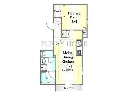 CASA DOMANI(1LDK/1階)の間取り写真