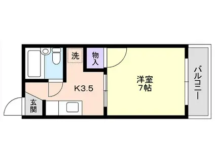 駒越ロッジ(1K/2階)の間取り写真