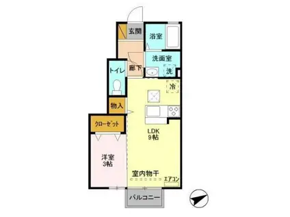 MIRABELL COURT(1LDK/1階)の間取り写真