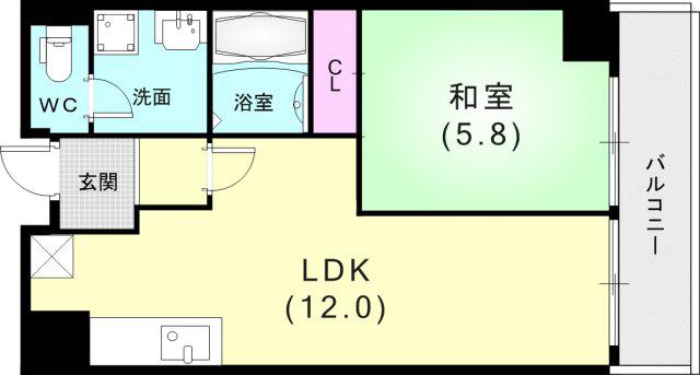 サウサリートコウベ(1LDK/5階)の間取り写真