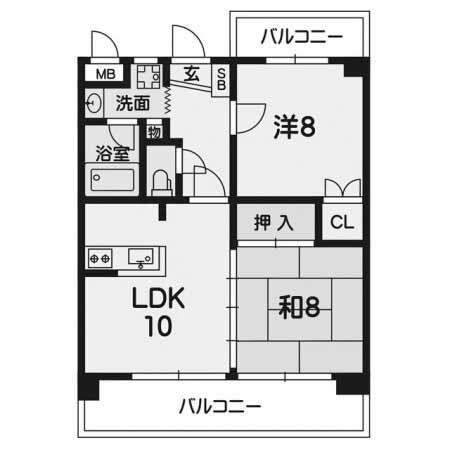 ソフィールビル(2LDK/5階)の間取り写真