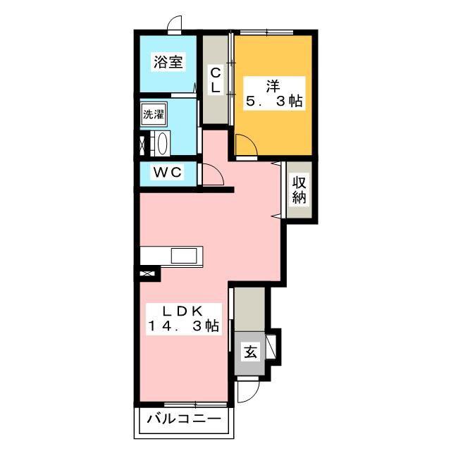 ユアメゾン本荘(1LDK/1階)の間取り写真