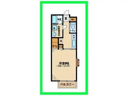 カーサ・クラロ(1K/1階)の間取り写真