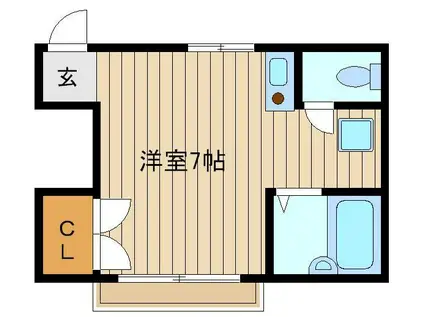 プチメゾン学園(ワンルーム/1階)の間取り写真