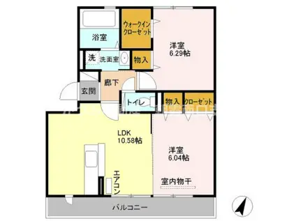 ラグランメール(2LDK/3階)の間取り写真