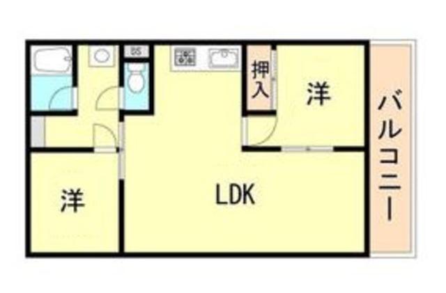 カルム魚住(2LDK/5階)の間取り写真