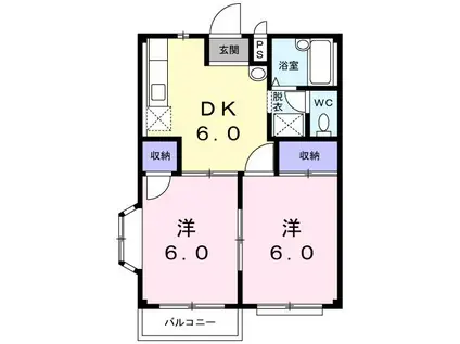 アサヒコーポC(2DK/2階)の間取り写真