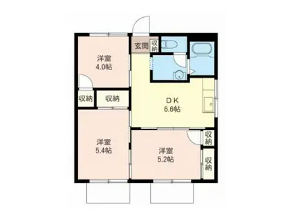 メゾンベルA棟(3DK/2階)の間取り写真