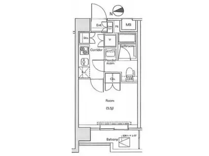 プレミアムキューブ大森DEUX(1K/6階)の間取り写真