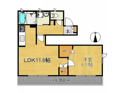 クレストコート(1LDK/1階)の間取り写真