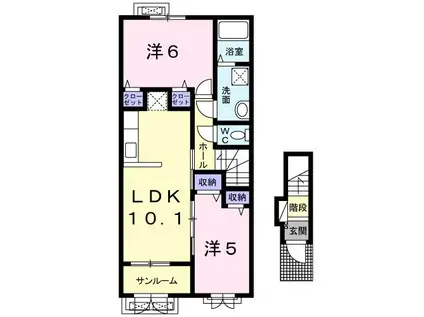 SUNNYCOURT(2LDK/2階)の間取り写真