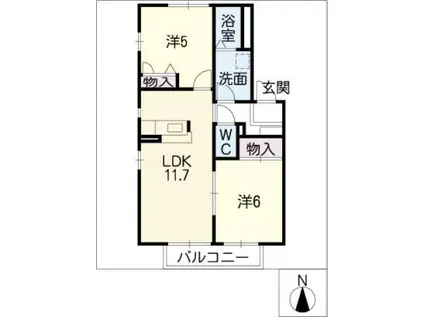 ステラゴーユー(2LDK/2階)の間取り写真