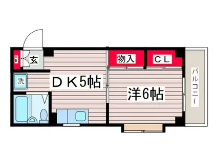 エスパス(1DK/2階)の間取り写真