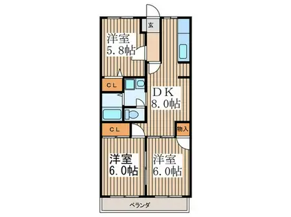 ウィズ壱番館(3DK/2階)の間取り写真