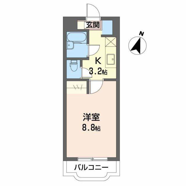 プランドールII(1K/1階)の間取り写真