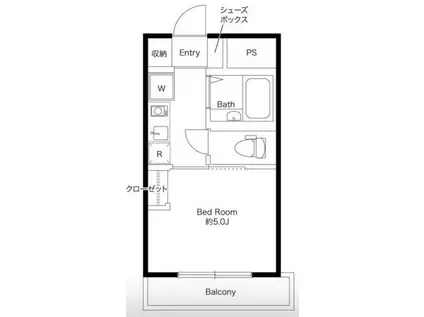 DOM都立大(1K/4階)の間取り写真