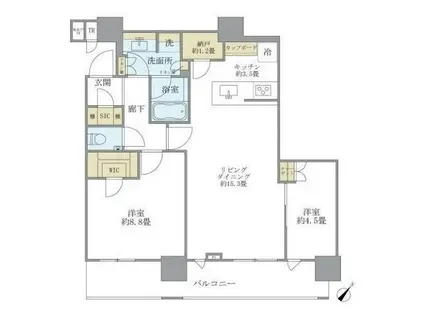 ブリリアザ・タワー東京八重洲アベニュー(2LDK/7階)の間取り写真