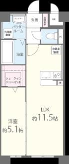 M.Rレジデンス博多(1LDK/2階)の間取り写真