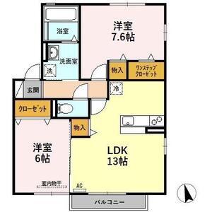 アッパルタメント ディ ソーレ A(2LDK/2階)の間取り写真
