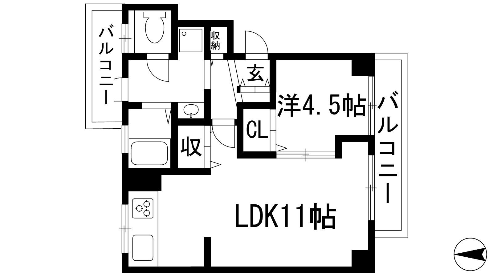 VIEWTERRACE売布(1LDK/2階)の間取り写真