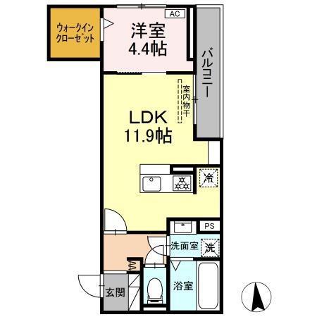 D-CRINUM 富士見町(1LDK/1階)の間取り写真