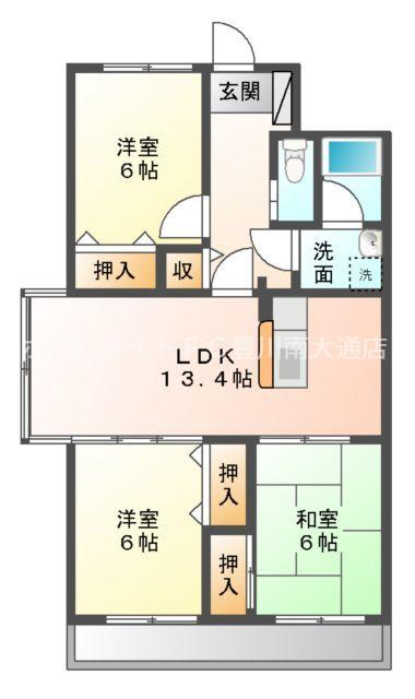 ビオス菰口(3LDK/3階)の間取り写真