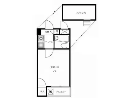 Mハウス向ヶ丘(1K/3階)の間取り写真
