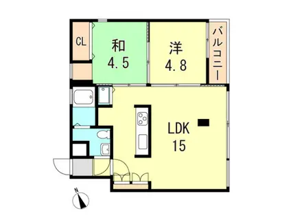 ソレイユ王塚台(2LDK/1階)の間取り写真
