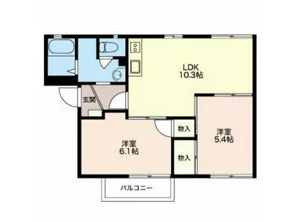 グランデージ日永西 B棟(2LDK/1階)の間取り写真