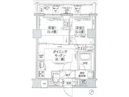 アイル押上ノルド(2DK/2階)の間取り写真