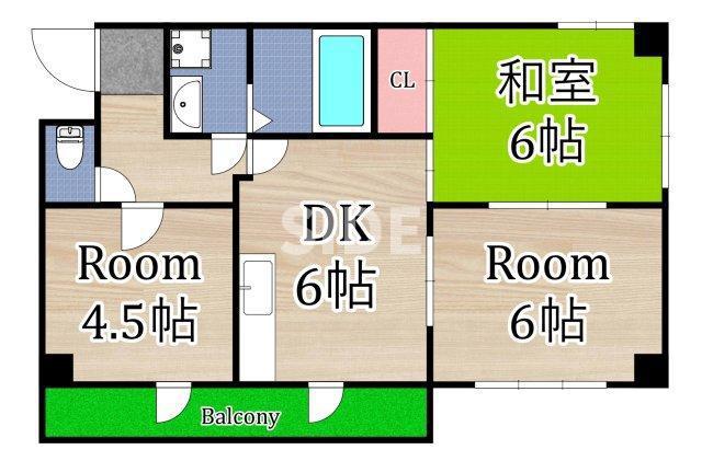 ラフィーネ鶴丸(3DK/6階)の間取り写真