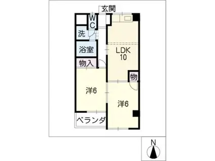 第2川瀬ビル(2LDK/3階)の間取り写真