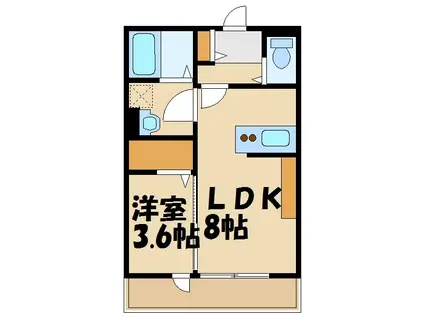 ブランシュール(1LDK/1階)の間取り写真