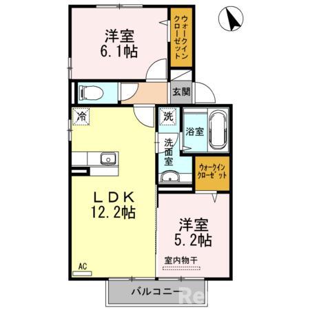 シャンポール(2LDK/2階)の間取り写真