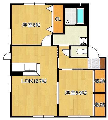 アコール II棟(2LDK/1階)の間取り写真