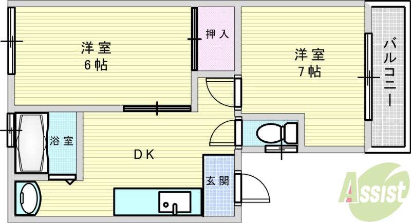 瀬川ハイツ(2DK/1階)の間取り写真