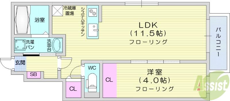 アステラス八乙女(1LDK/1階)の間取り写真