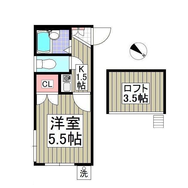 フリーダムB棟(1K/1階)の間取り写真