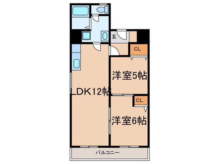 北夙川ハイツ(2LDK/3階)の間取り写真