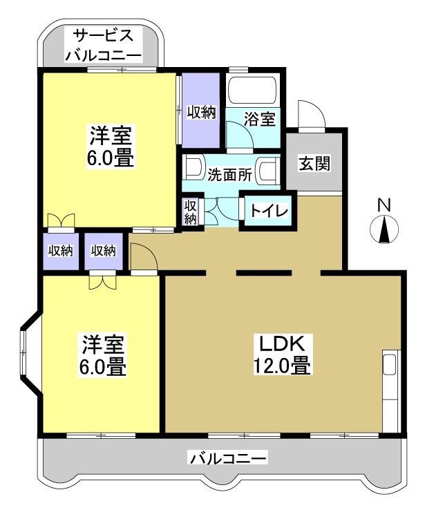 クレール21I(2LDK/3階)の間取り写真