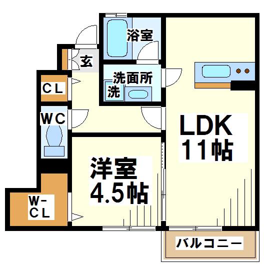 シュール・コテデュパルク(1LDK/1階)の間取り写真