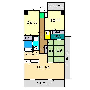 リヴィエール大高(3LDK/3階)の間取り写真