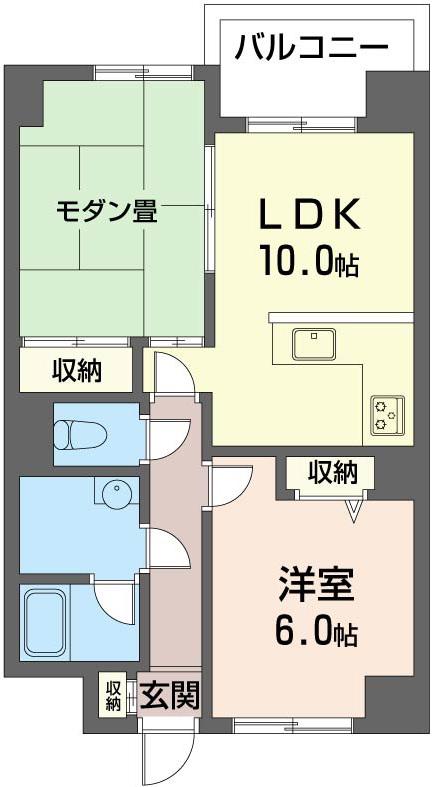 アクトレスフタバ(2LDK/4階)の間取り写真