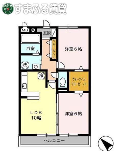 プラムビレッジ(2LDK/2階)の間取り写真