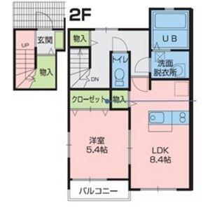 ベルカーサ折口原(1LDK/2階)の間取り写真