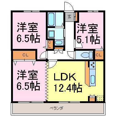 グランドソレイユ(3LDK/3階)の間取り写真