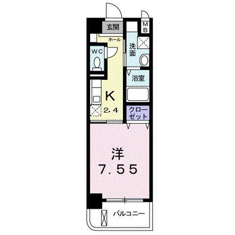 アルカンシェル(1K/1階)の間取り写真
