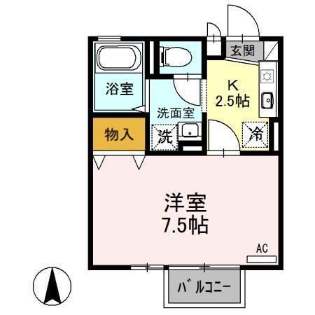 マルベリー弐番館(1K/2階)の間取り写真